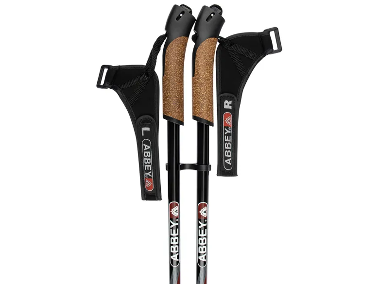 Abbey Alu Nordic zwart/rood wandelstokken