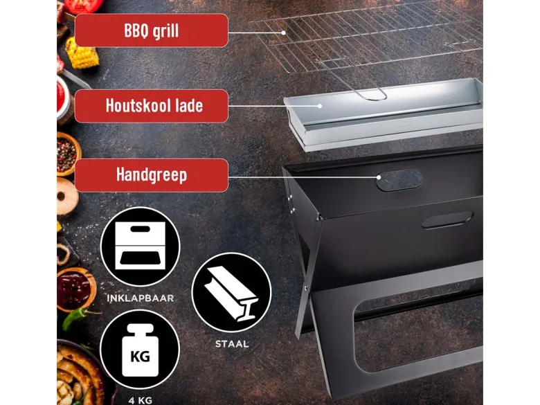 Alpina draagbare barbecue - Black