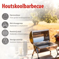 Alpina draagbare tafel houtskool barbecue - Silver