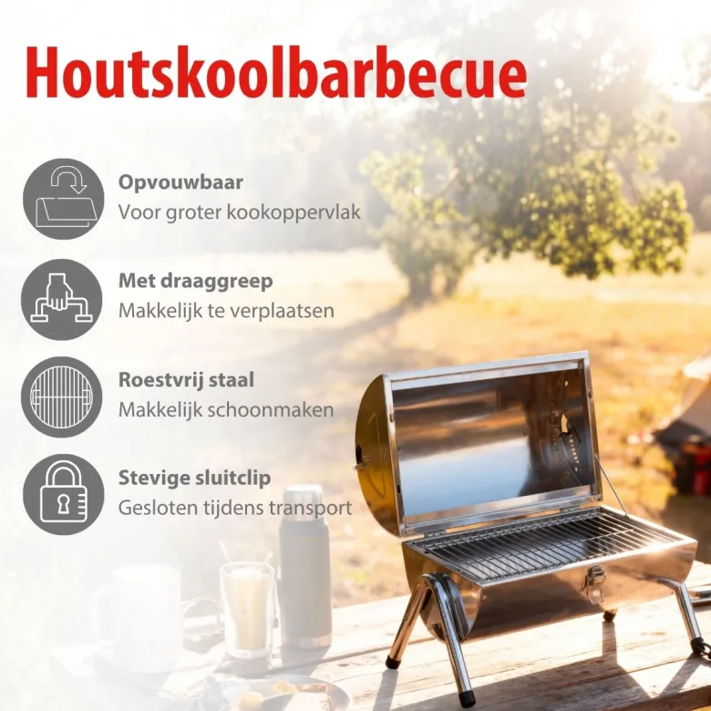 Alpina draagbare tafel houtskool barbecue - Silver