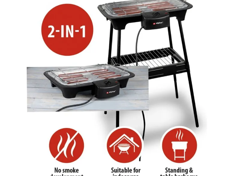 Alpina 2000W 2-in-1 elektrische barbecue