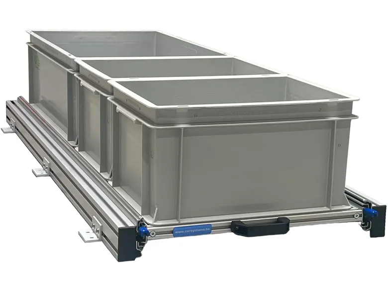 Aluminium schuifframe 120x40 cm met 3 open bakken