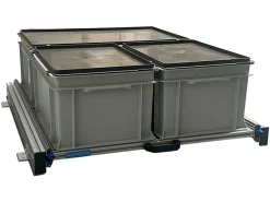 Aluminium schuifframe 80x60 cm met 3 bakken en deksel