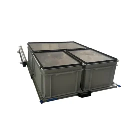 Aluminium schuifframe 80x60 cm met 3 bakken en deksel