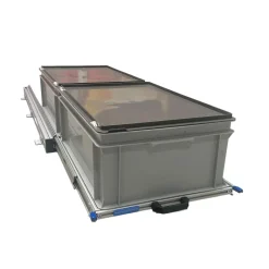 Aluminium schuifframe 120x40 cm met 2 bakken en deksel