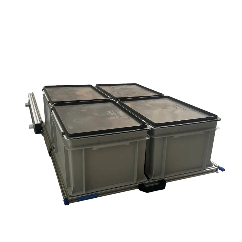 Aluminium schuifframe 80x60 cm met 4 bakken en deksel