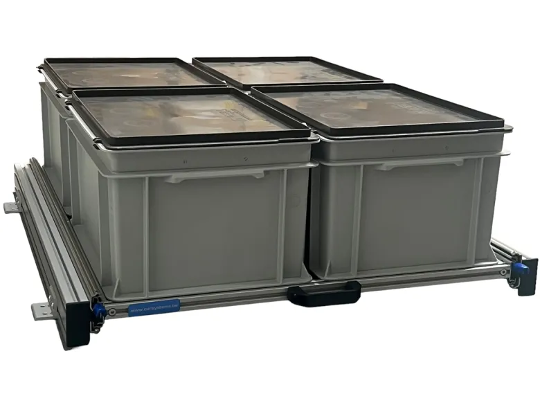Aluminium schuifframe 80x60 cm met 4 bakken en deksel