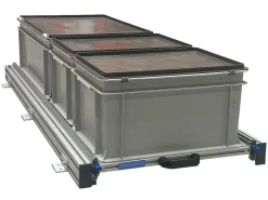 Aluminium schuifframe 120x40 cm met 3 bakken en deksel