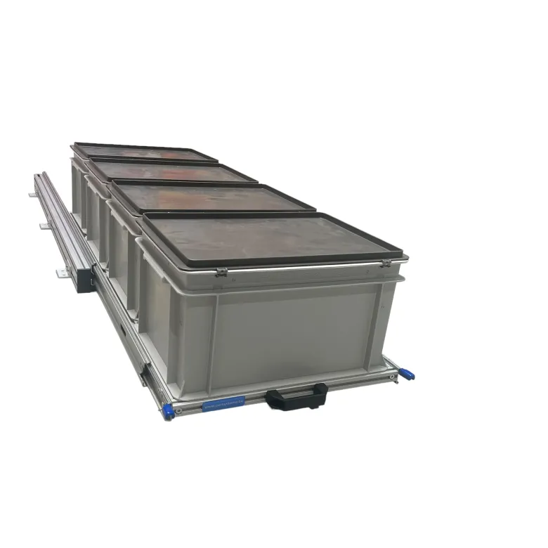 Aluminium schuifframe 120x40 cm met 4 bakken en deksel