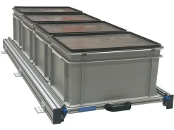 Aluminium schuifframe 120x40 cm met 4 bakken en deksel