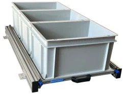 Aluminium 90x40 cm schuifframe met 3 open bakken