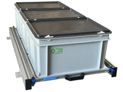 Aluminium 90x40 cm schuifframe met 3 bakken en deksel
