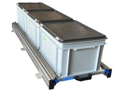 Aluminium 120x30 cm schuifframe met 3 bakken met deksel