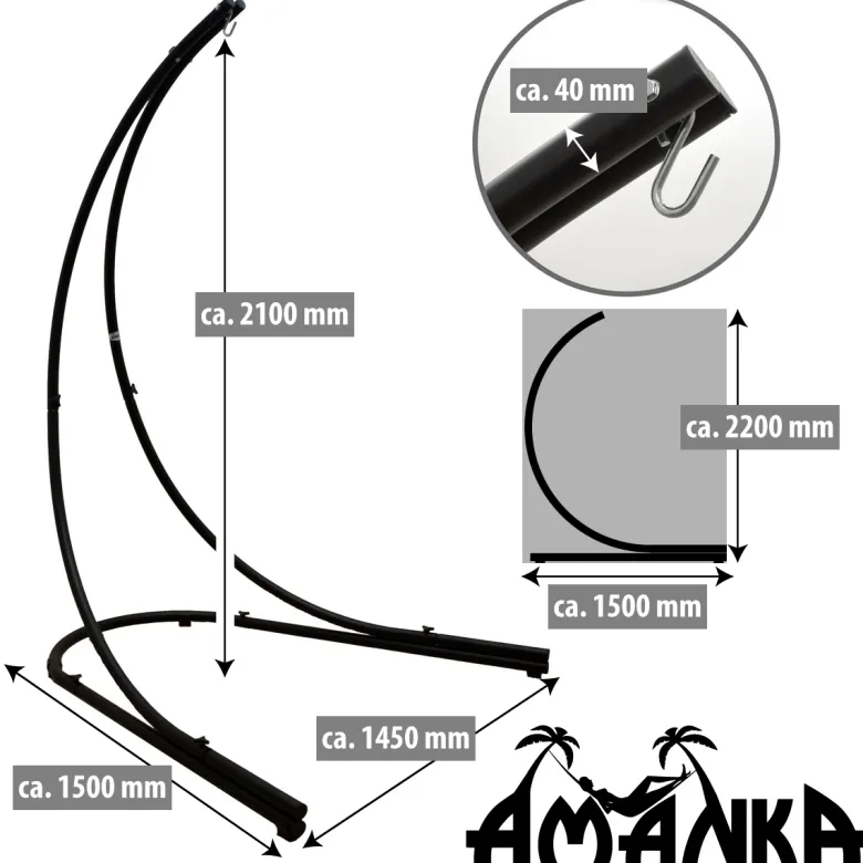 AMANKA 210 cm vrijstaande hangstoelframe