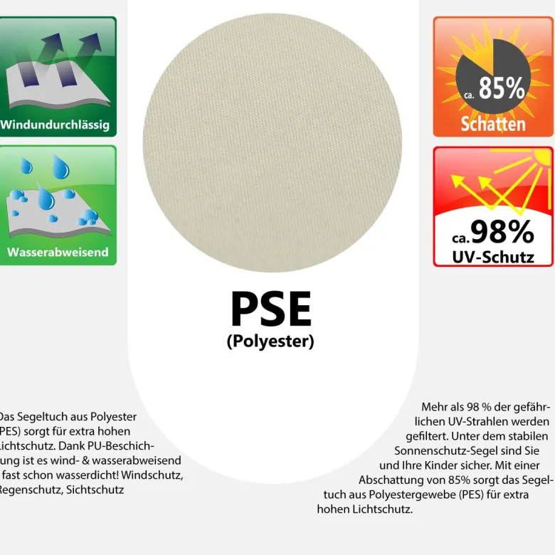 AMANKA 3x5 beige waterafstotende polyester schaduwdoek
