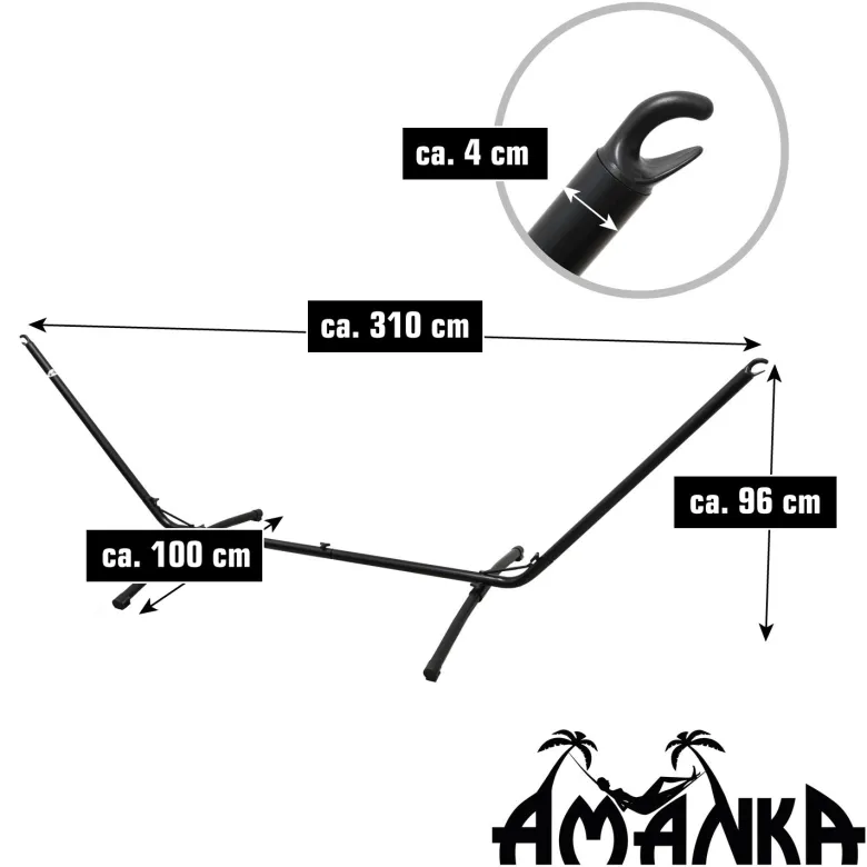 AMANKA 310 x 100 cm tot 120 kg hangmatframe