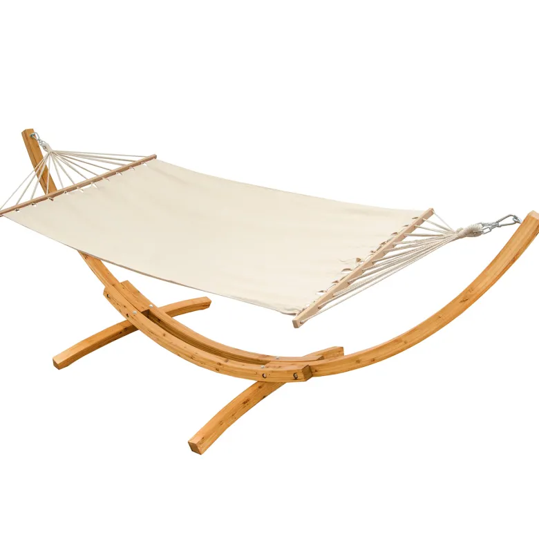 AMANKA 200 x 120 hangmat met houten frame - Beige