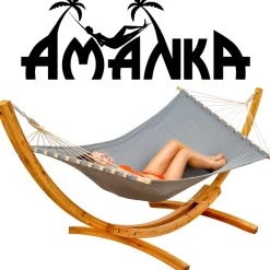 AMANKA 200 x 120 hangmat met houten frame - Grey