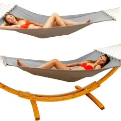 AMANKA 200 x 120 hangmat met houten frame - Grey