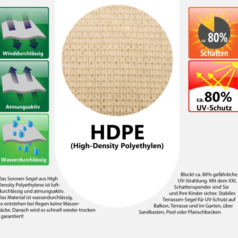 AMANKA 2 x 2 HDPE schaduwdoek - Beige