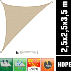 AMANKA 3,5 x 2,5 HDPE schaduwdoek - Beige