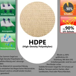 AMANKA 3,5 x 2,5 HDPE schaduwdoek - Beige