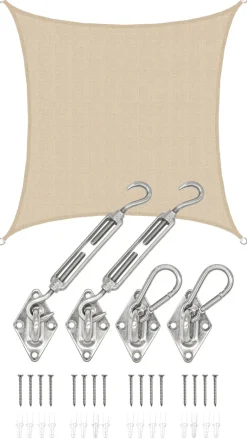 AMANKA 2 x 2 Luchtdoorlatend UV schaduwdoek - Beige