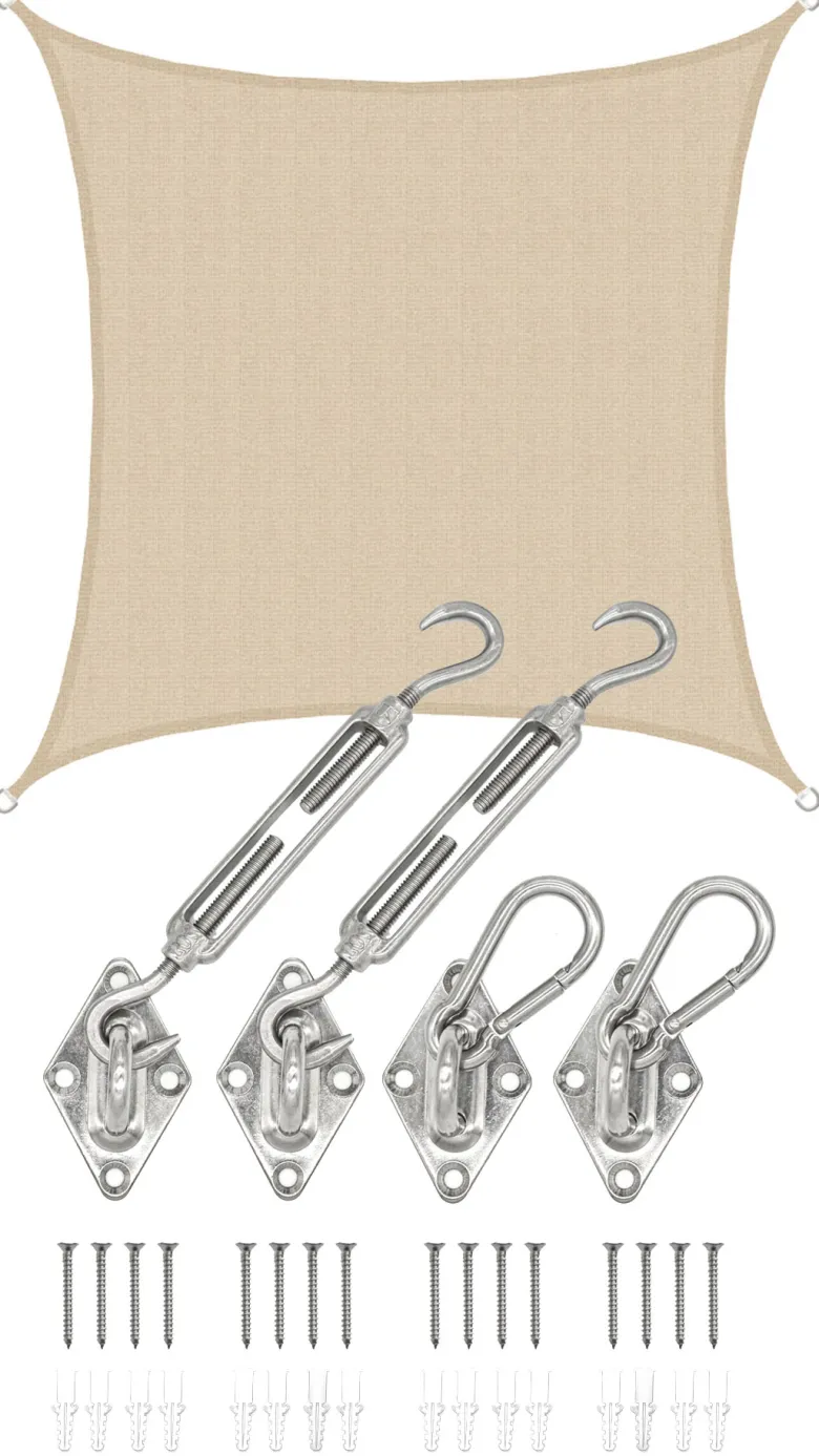 AMANKA 2 x 2 Luchtdoorlatend UV schaduwdoek - Beige