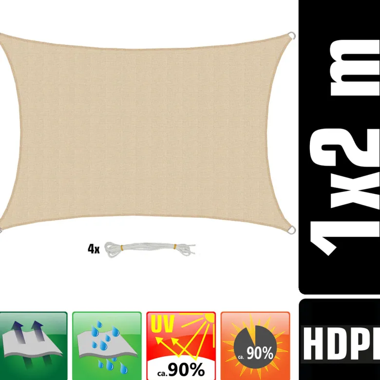 AMANKA 1x2m beige HDPE waterdoorlatend schaduwdoek