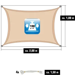 AMANKA 1x2m beige Polyester waterdicht schaduwdoek