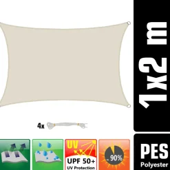 AMANKA 1x2m beige Polyester waterdicht schaduwdoek