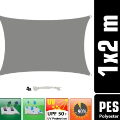 AMANKA 1x2m grijs Polyester waterdicht schaduwdoek