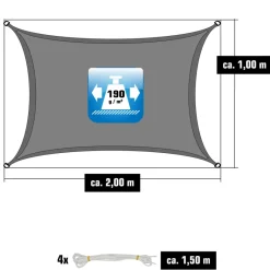 AMANKA 1x2m grijs Polyester waterdicht schaduwdoek