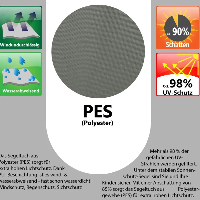 AMANKA 2 x 3 waterafstotende polyester schaduwdoek - Grey