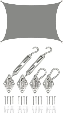 AMANKA 2 x 3 waterdicht schaduwdoek met bevestigingsset - Grey