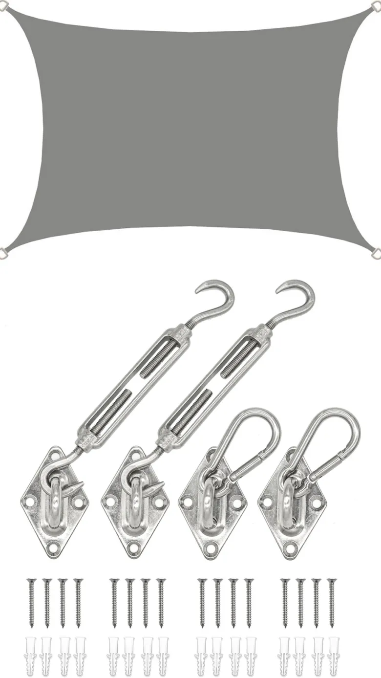 AMANKA 2 x 3 waterdicht schaduwdoek met bevestigingsset - Grey