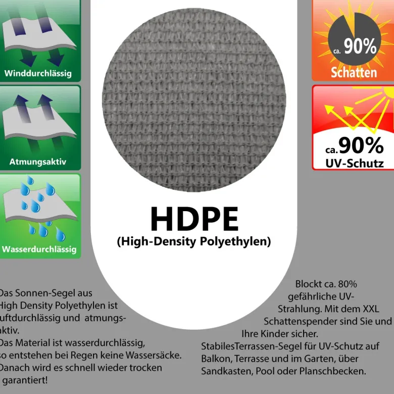 AMANKA 2 x 2 x 2 HDPE schaduwdoek - Grey