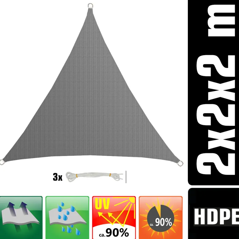 AMANKA 2 x 2 x 2 HDPE schaduwdoek - Grey