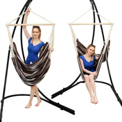 AMANKA XXL hangstoel met hangstoelframe - Dark Brown