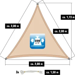 AMANKA 2 x 2 x 2 luchtdoorlatend UV schaduwdoek - Beige