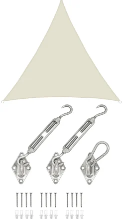 AMANKA 4x4x4 waterdicht schaduwdoek met bevestigingsset - Beige