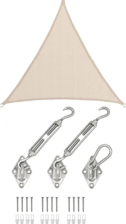 AMANKA 2 x 2 x 2 waterdicht schaduwdoek + bevestigingsset - Beige
