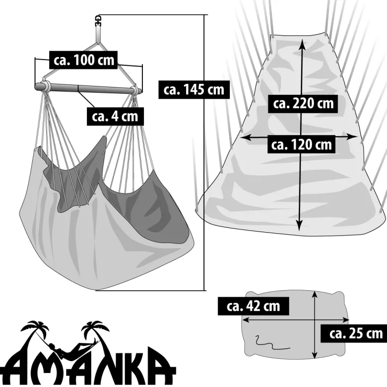 AMANKA 220 x 120 XXL hangstoel - Beige