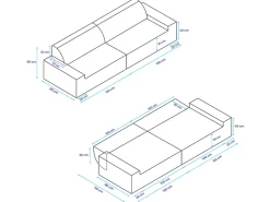 ARKO Dubbele Modulaire Bank - 240x80cm Grijs