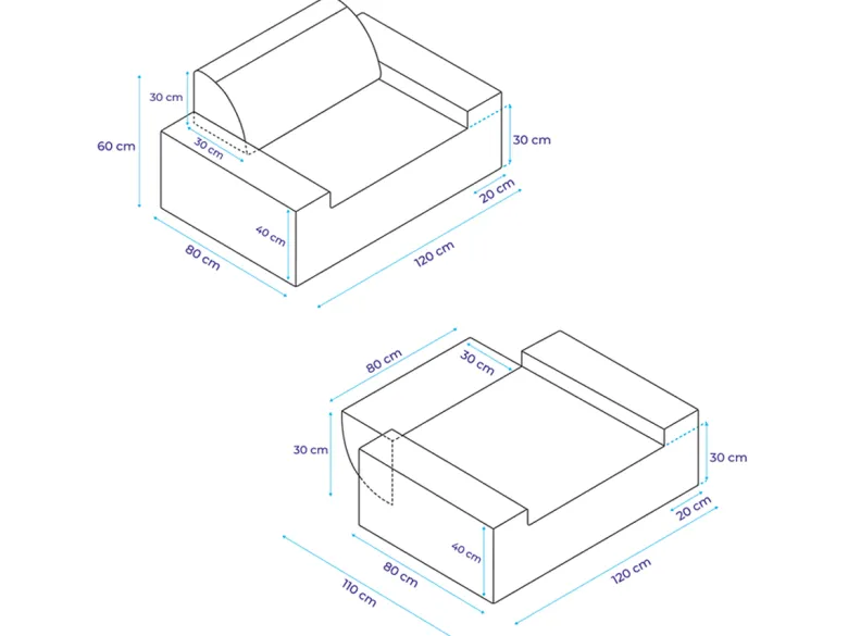ARKO Individuele Modulaire Bank - 120x80cm Grijs