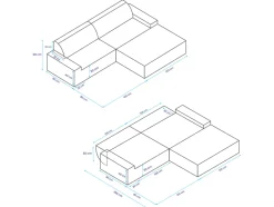ARKO Modulaire Bank Dubbele Chaise Longue - 240x160cm Grijs