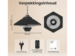 Auronic Infrarood hangende terrasverwarmer - 2000 watt
