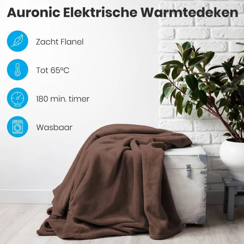 Auronic 1-persoons elektrische deken - Brown