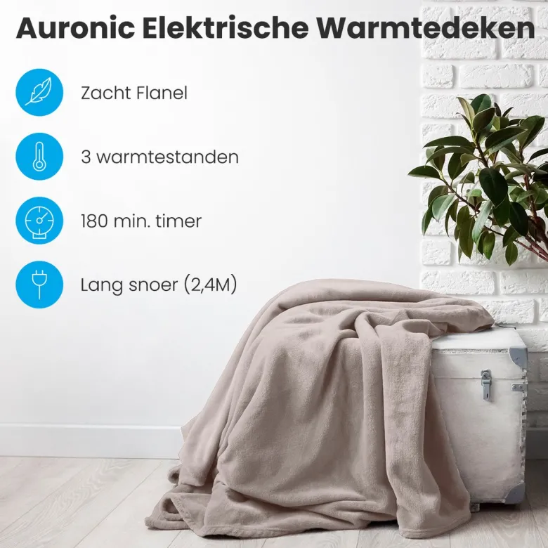 Auronic 2-persoons elektrische deken - Taupe
