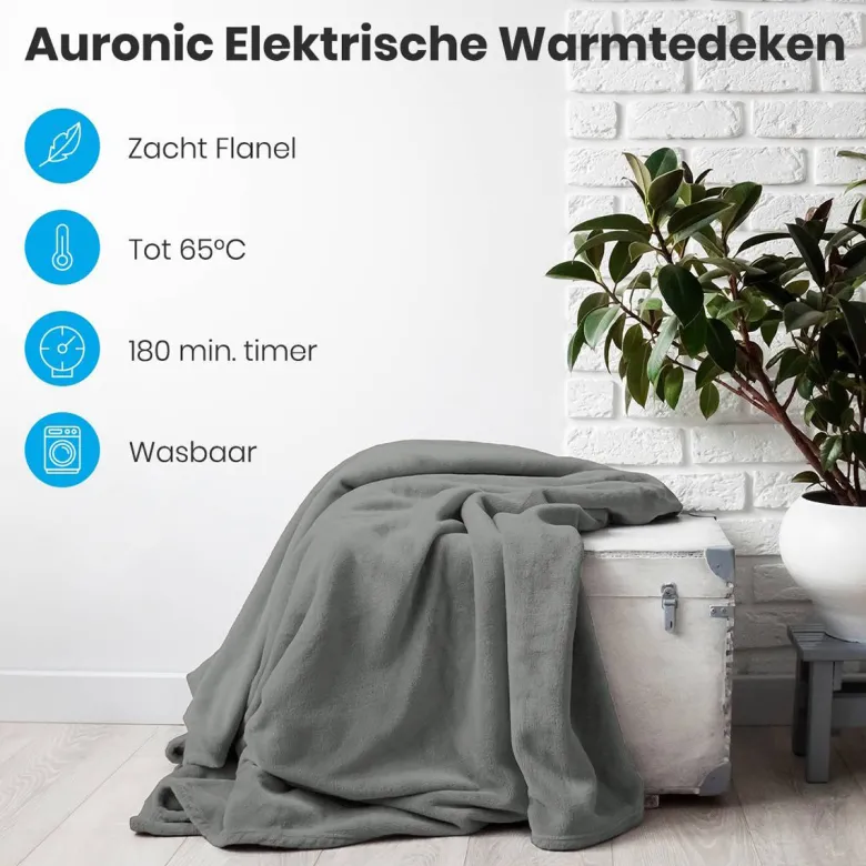Auronic 2-Persoons elektrische deken - Grey